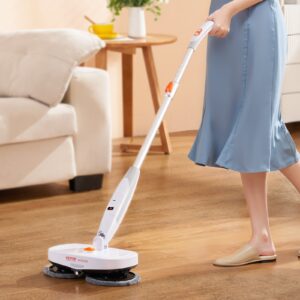 Cordless Electric Mop, Electric Spin Mop With Water Tank, Up To 40 Mins Battery, LED Headlight, Dual Mop Heads, 4 Microfiber Pads  4 Trapezoid Microfiber Pads, For Hardwood Tile Floor Cleaning